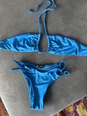 Zara Vibrant Blue Braided-Trim Bikini Set